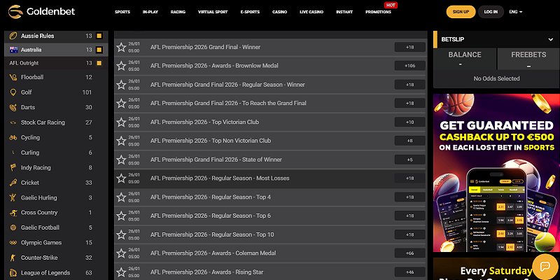 Goldenbet Screenshot - Online Betting NZ
