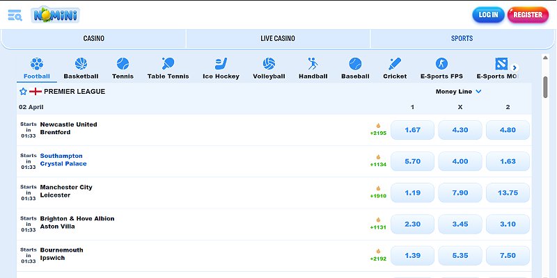 Nomini Screenshot - Online Betting NZ