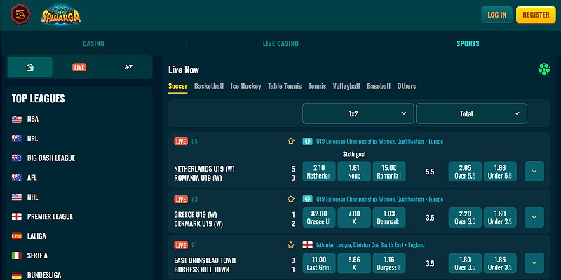 Spinanga Screenshot - Online Betting NZ